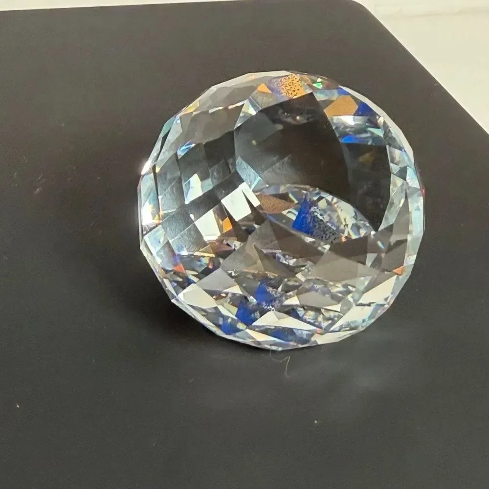 Swarovski SCS Crystal Paperweight Blue Swan Logo Faceted 2